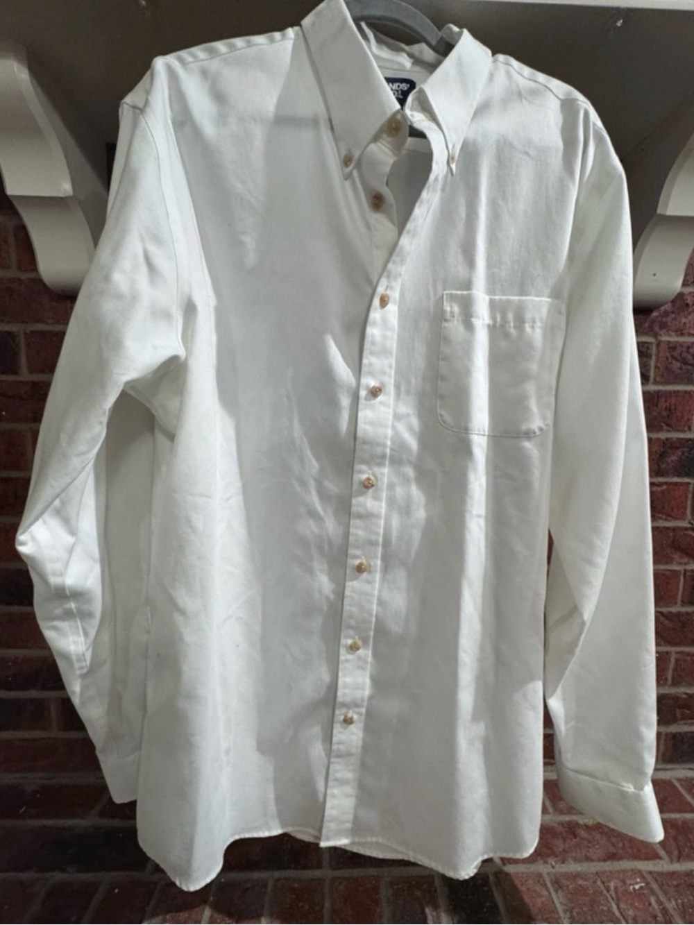 Lands' End Men's White Button-Down Dress Shirt Sz XL Tall 17-17.5
